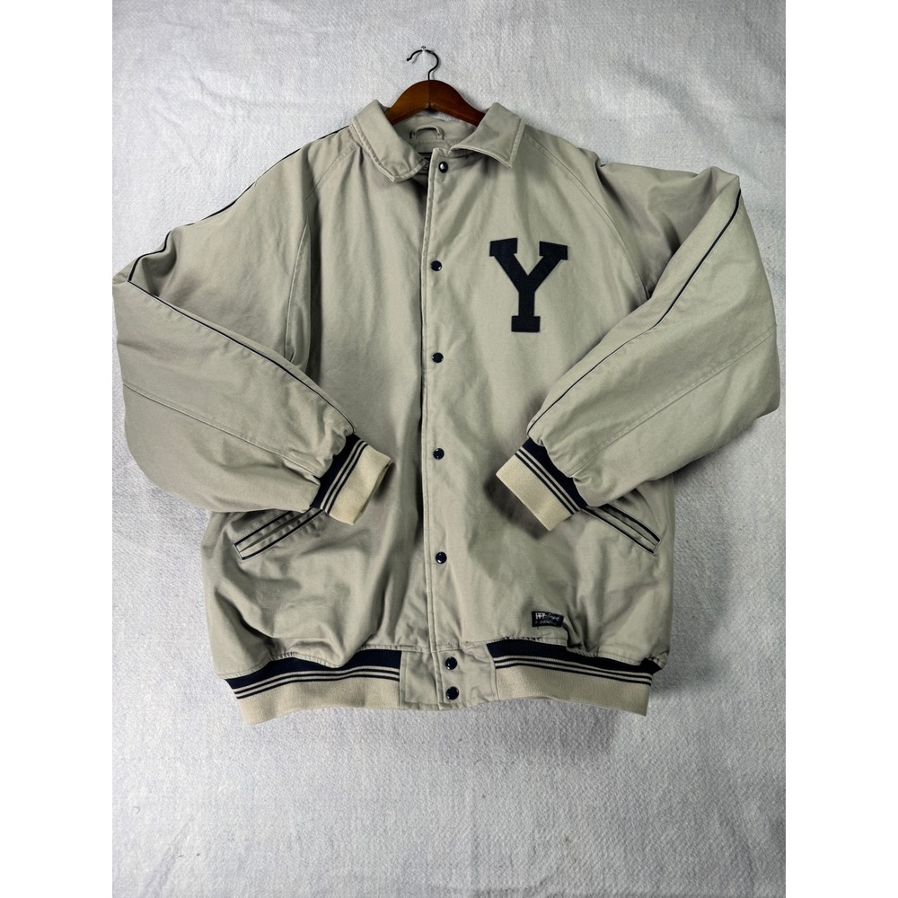Stall & Dean Ivy League Yale Varsity Jacket Tan Cotton Canvas Quilted Mens 4XL